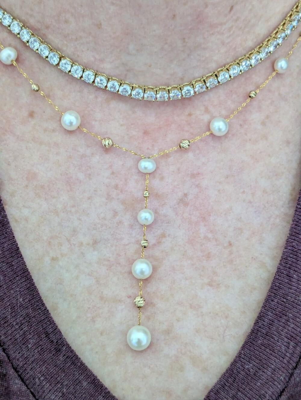 Effy 14k Yellow Gold White Pearl Lariat Drop Necklace R. H Macy&Co Fine Jewelry - Picture 14 of 16